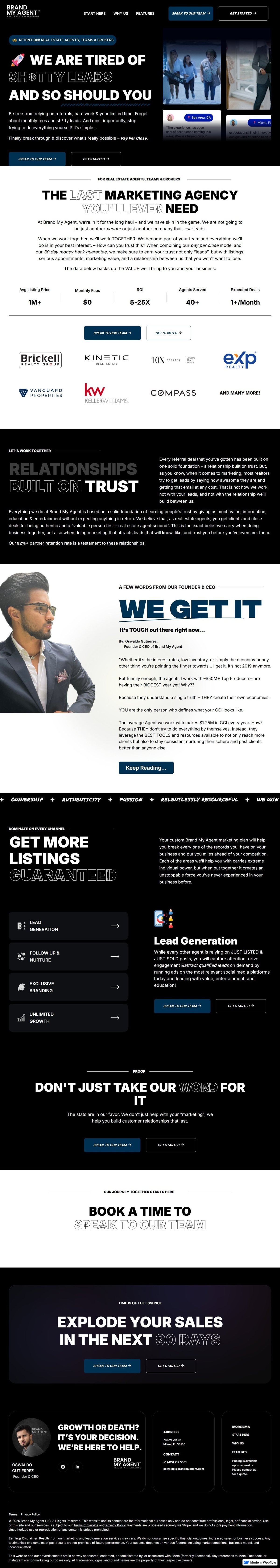 Brand My Agent landing page for real estate agents
